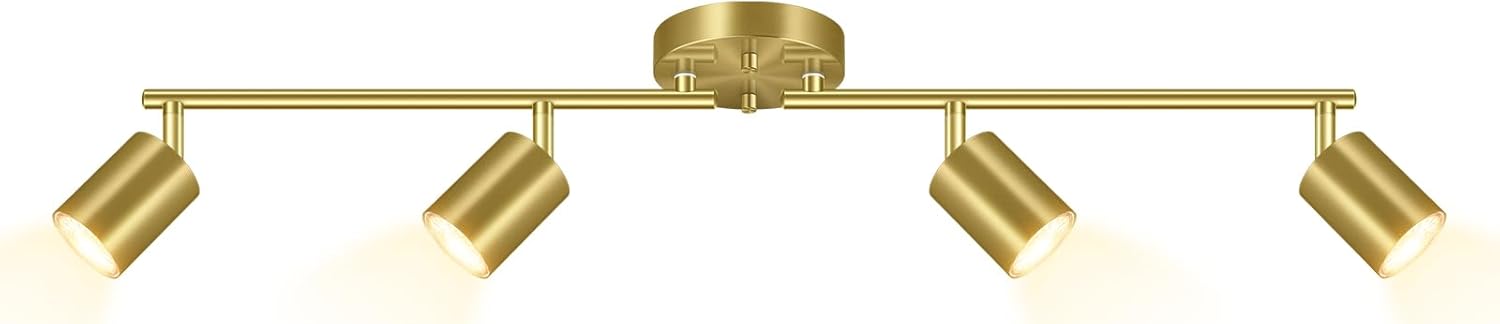 BoostArea Gold LED 4 Light Track Lighting Kit for Modern Spaces