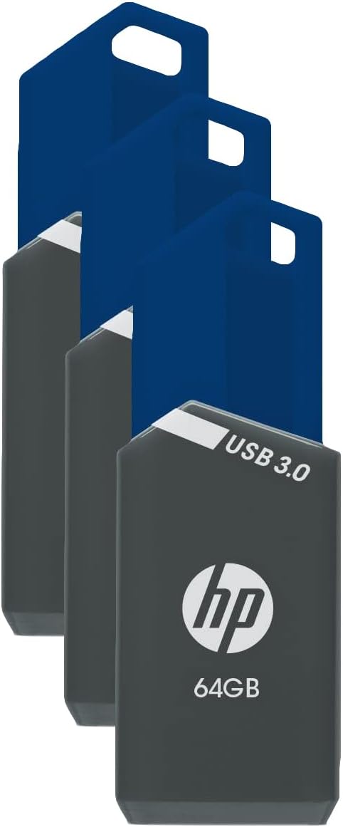 HP 64GB x900w USB 3.0 Flash Drive Pack of 3 for Fast Storage