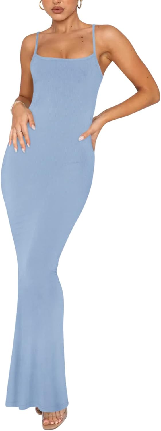 REORIA Women's Basic Sexy Lounge Slip Long Dress for Elegance