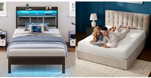 Rolanstar Twin Bed Frame with Gel Memory Foam Mattress & LED