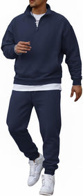 Men's Casual 2 Piece Track Suit Set with Quarter Zip by COOFANDY