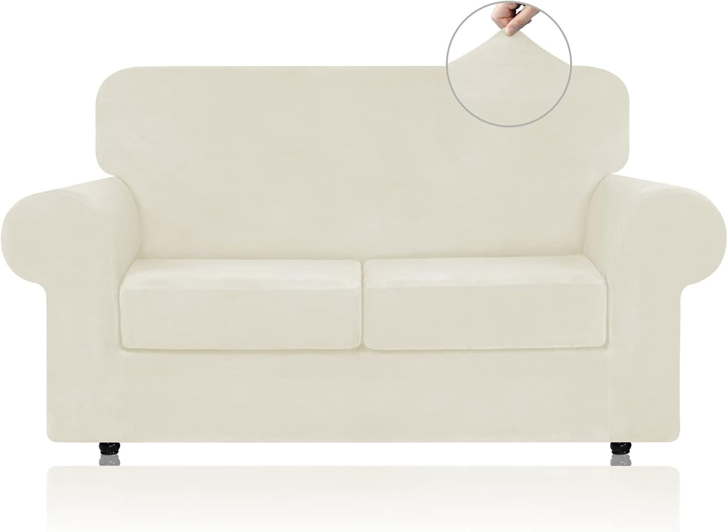 High Stretch Velvet Couch Covers for 2 Cushion Sofa Protection