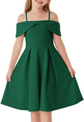 Girls Elegant Off Shoulder A-Line Dress for 6-14 Years - Classic Look