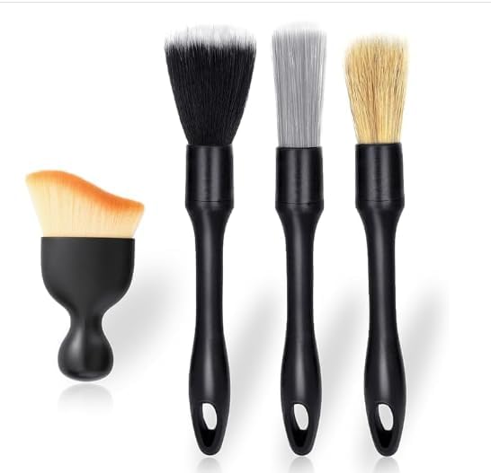 4PCS Boar Bristle Car Detailing Set - Clean with Precision
