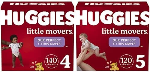 Huggies Little Movers Diapers Bundle: Size 4 & 5, 260ct. Supreme Comfort!