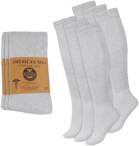 6 Pairs Diabetic Socks Over The Calf for Comfort and Support