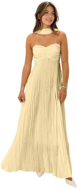 Womens Chiffon Bridesmaid Dresses with Scarf for Any Occasion
