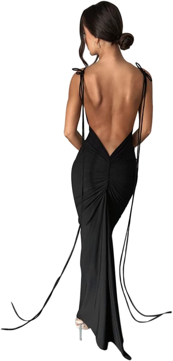Women Sexy Backless Bodycon Maxi Dress for Elegant Parties
