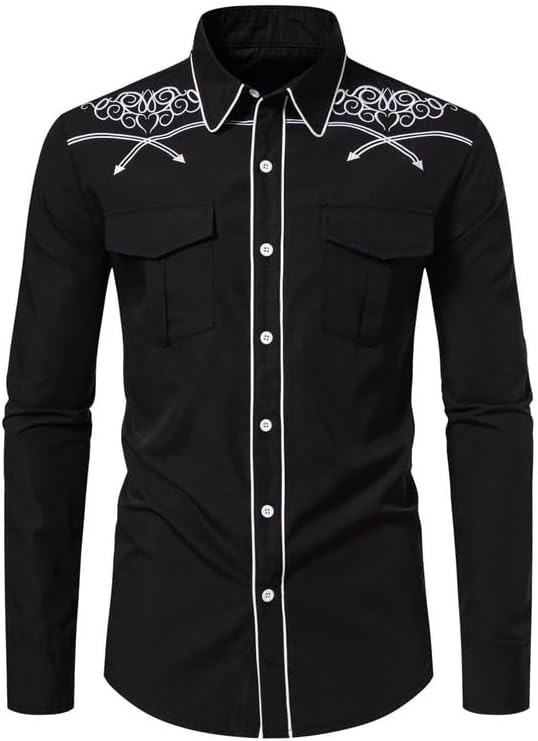 Stylish Mens Western Cowboy Shirt with Embroidery for Comfort