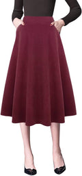 Plaid Midi Skirt High Waist Aline Pleated - Warm Wool Blend