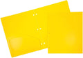 Plastic 3-Hole Punch Pocket Folders - Heavy Duty Yellow 48-Pack