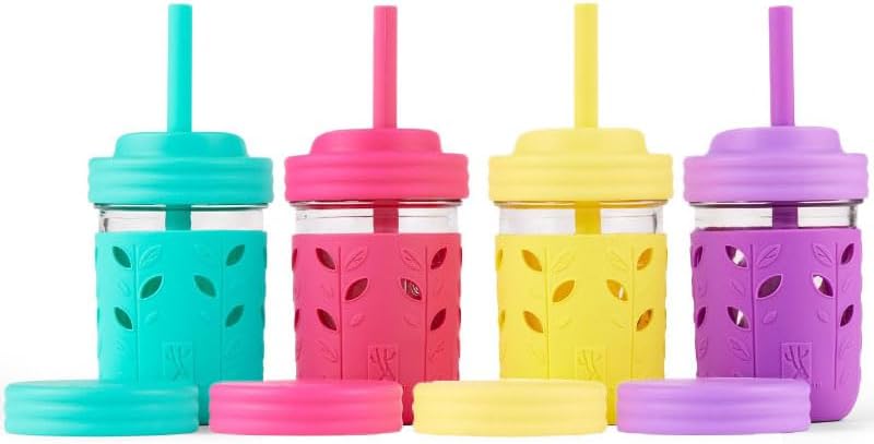 Elk and Friends Kids Glass Cups - Fun and Functional 8oz Jars