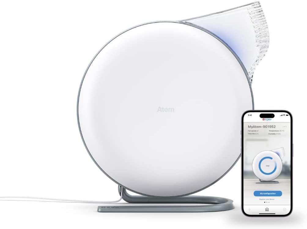 IQAir Atem Desk Air Purifier: HyperHEPA Filter for Allergens