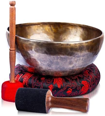 Himalayan Bazaar Large Tibetan Singing Bowl Set for Healing