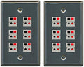 6 Port Speaker Jack Single Gang Wall Plate - PushPlay Steel (2 Pack)