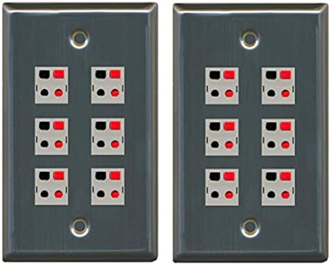 RiteAV 6 Port Speaker Jack Wall Plate for Home Theater Setup