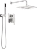 10 in Chrome Rain Shower System Faucet Set - Modern Square Trim