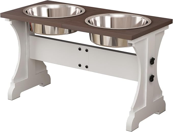 Piskyet Elevated Dog Bowls Stand for Modern Farmhouse Style