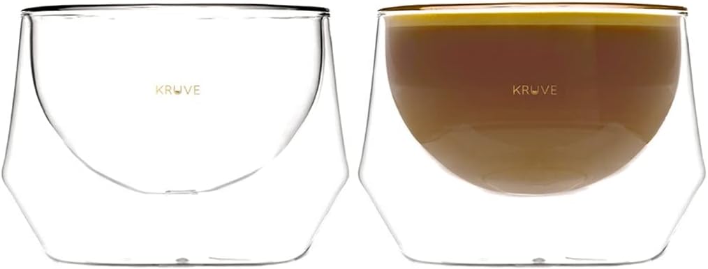 KRUVE IMAGINE Coffee Cups - Handcrafted Double-Wall Glass Set