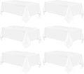 White Tablecloths for 8 ft Rectangle Tables 60 x126 in - 6 Pack
