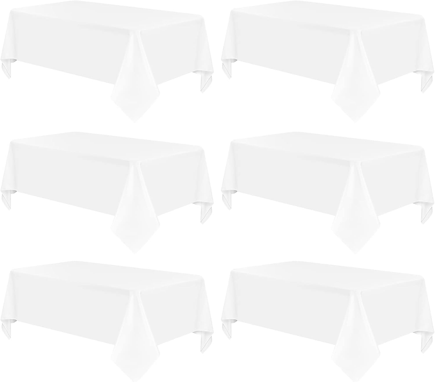 6 Pack White Tablecloths for 8 Foot Rectangle Tables - Durable