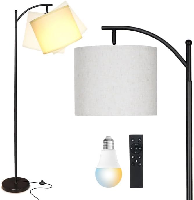 LED Floor Lamps for Living Room with Remote & Adjustable Shade
