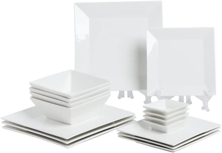 Porlien 16-Piece Classic Square Dinnerware Set for 4 Review