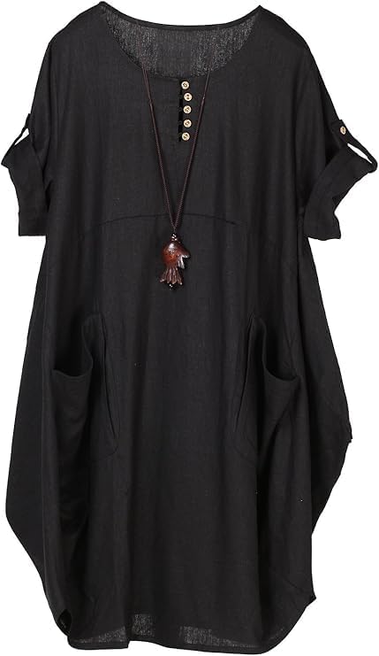 Minibee Women's Ruffle Oversize Casual Midi Dresses with Pockets