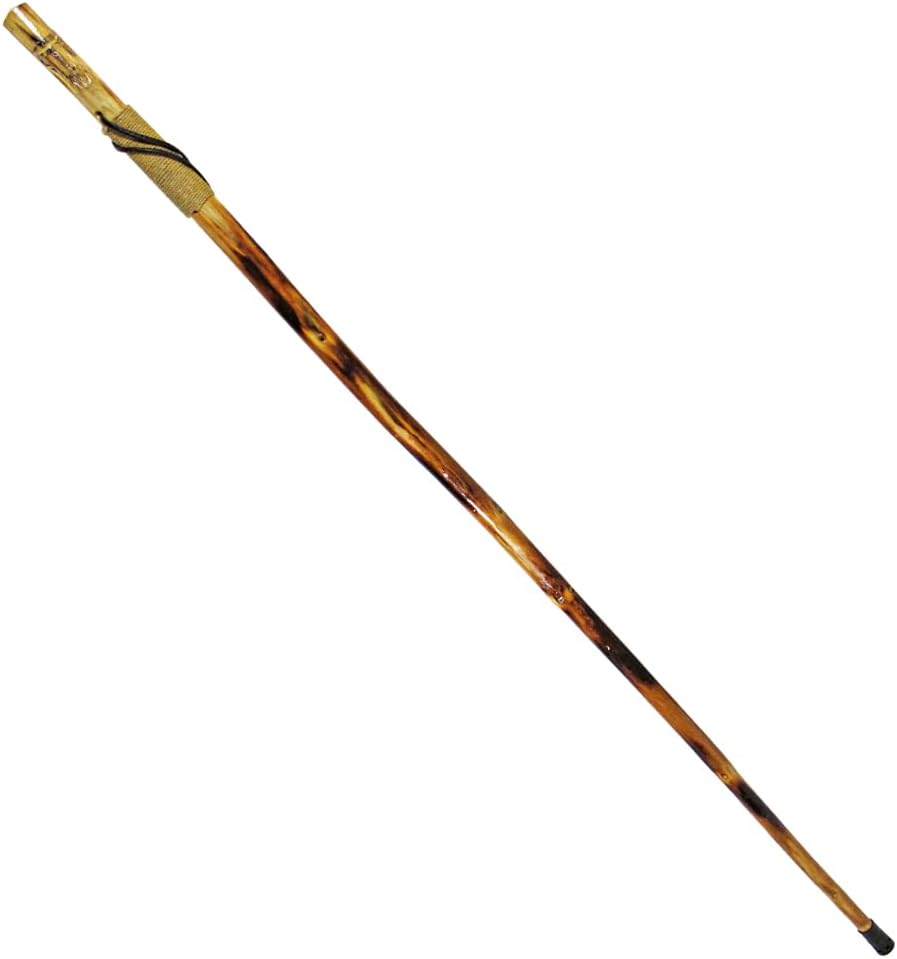 SE Hand Carved Wolf Hiking Stick for Durability