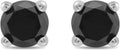 0.5 to 2 Carats Round Black Diamond Stud Earrings - Classic 10K White