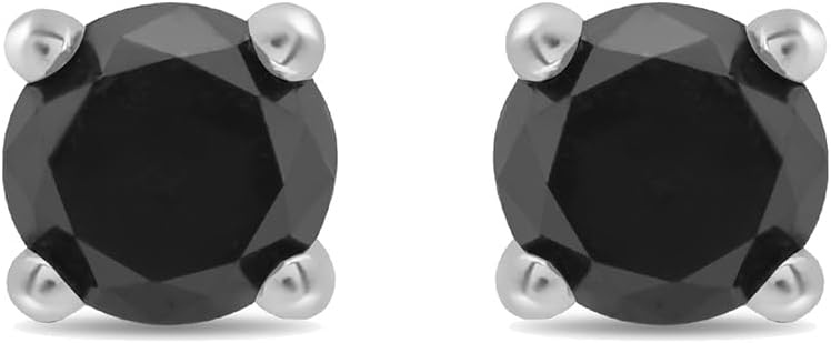 Elegant 0.5 to 2 Carats Round Black Diamond Stud Earrings