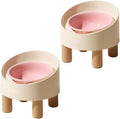 Elevated Ceramic Cat Bowls with Wooden Stand for Healthy Eating