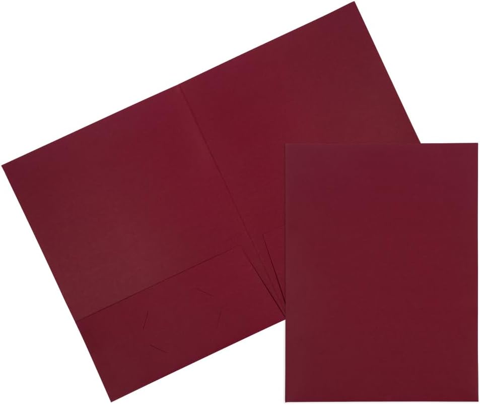 JAM PAPER Burgundy Two Pocket Textured Linen Presentation Folders
