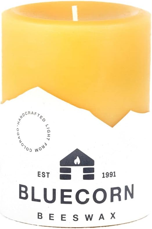 Handmade Yellow Beeswax Pillar Candle | 100% Pure | Unscented | 60-Hour Burn