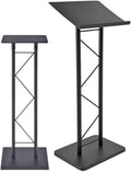 Modern Black Metal Podium & Side Stand Bundle - Compact Presentation