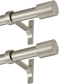 2 Pack Curtain Rods 72 to 144 in Adjustable Telescoping Rods - Brushed