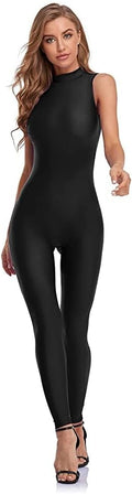 Women's Sleeveless Turtleneck One Piece Romper - Tummy Control Fit