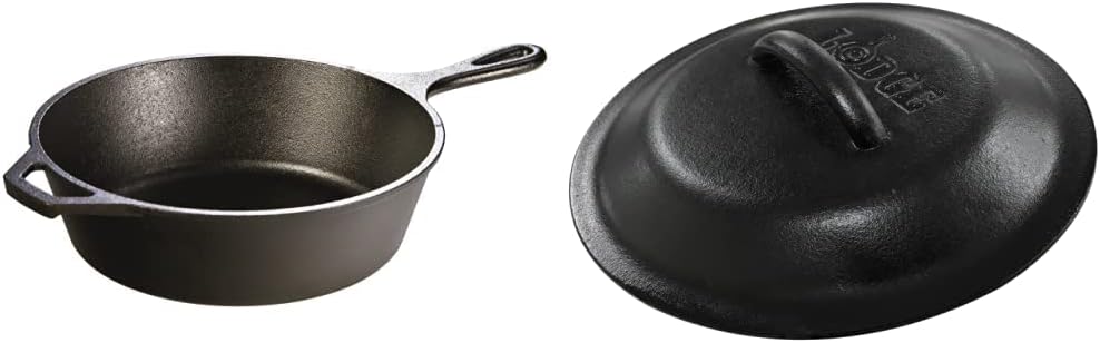 Lodge L8DSK3 Cast Iron Deep Skillet with Matching Lid