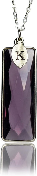 Amethyst Rectangular Birthstone Necklace - Sterling Silver 18K Gold