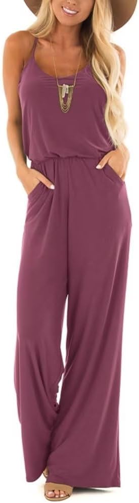 Lacozy Womens Casual Sleeveless Spaghetti Strap Jumpsuit