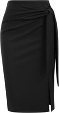 Kate Kasin Women's High Waist Bow Tie Pencil Skirt - Flattering Fit