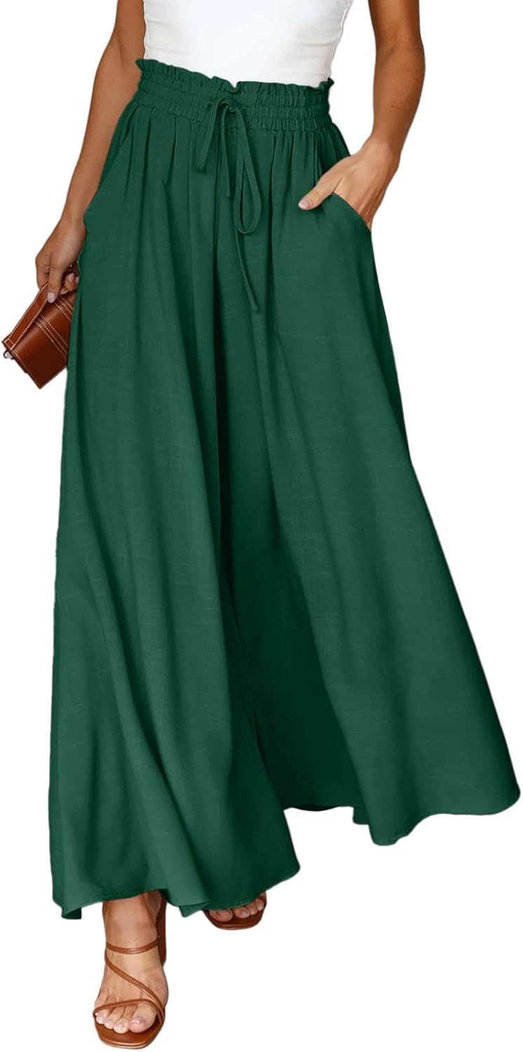 Dokotoo Casual Elastic Waist Wide Leg Pants for Women