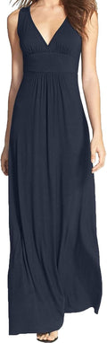 WOOSEA Women Sleeveless Deep V Neck Loose Maxi Dress - Flowy Comfort