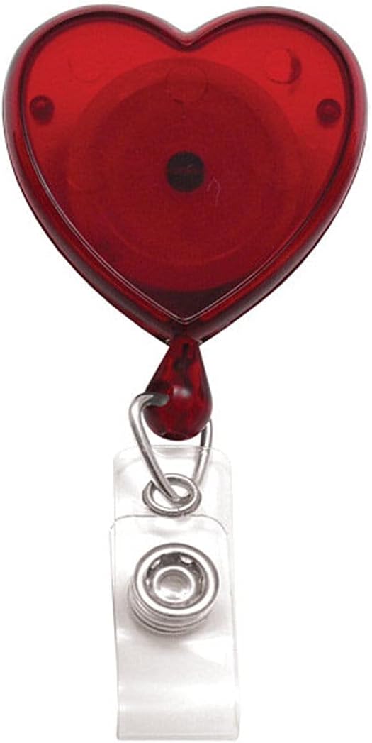 Heart Shaped Retractable Badge Reel - Cute Heavy Duty 25 Pack