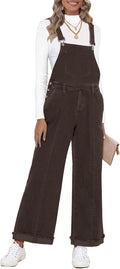 Womens Denim Loose Fit Wide Leg Overalls - Comfy Stretch