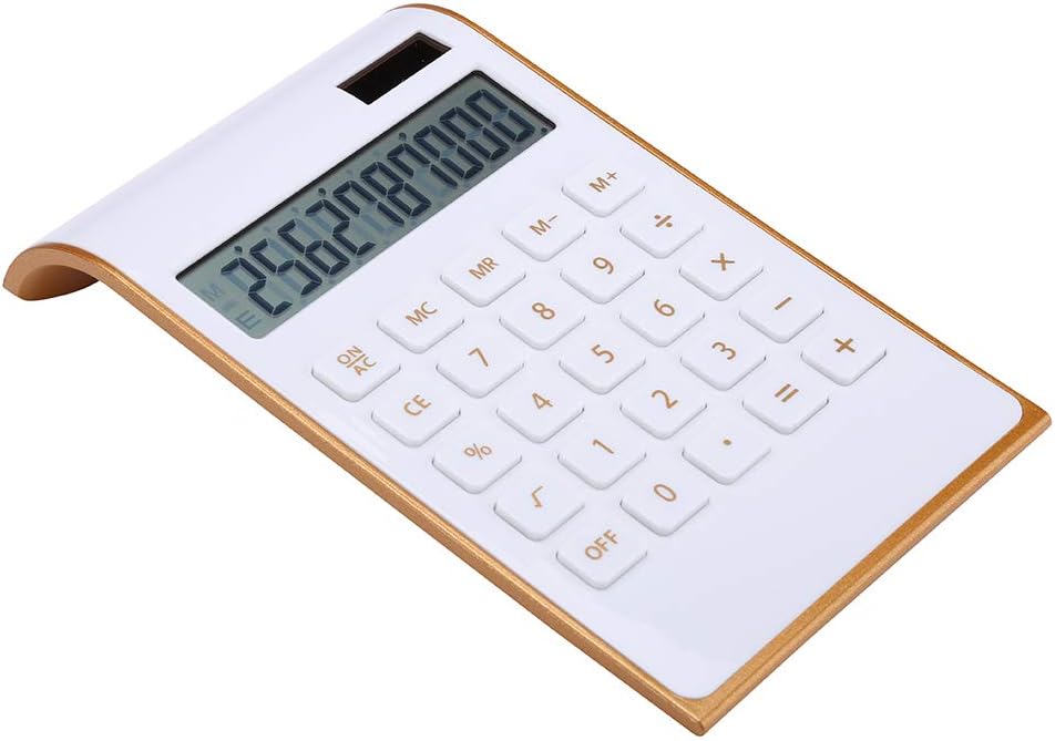 Slim Dual-Power Financial Calculator - 10 Digits, Tilted LCD, White