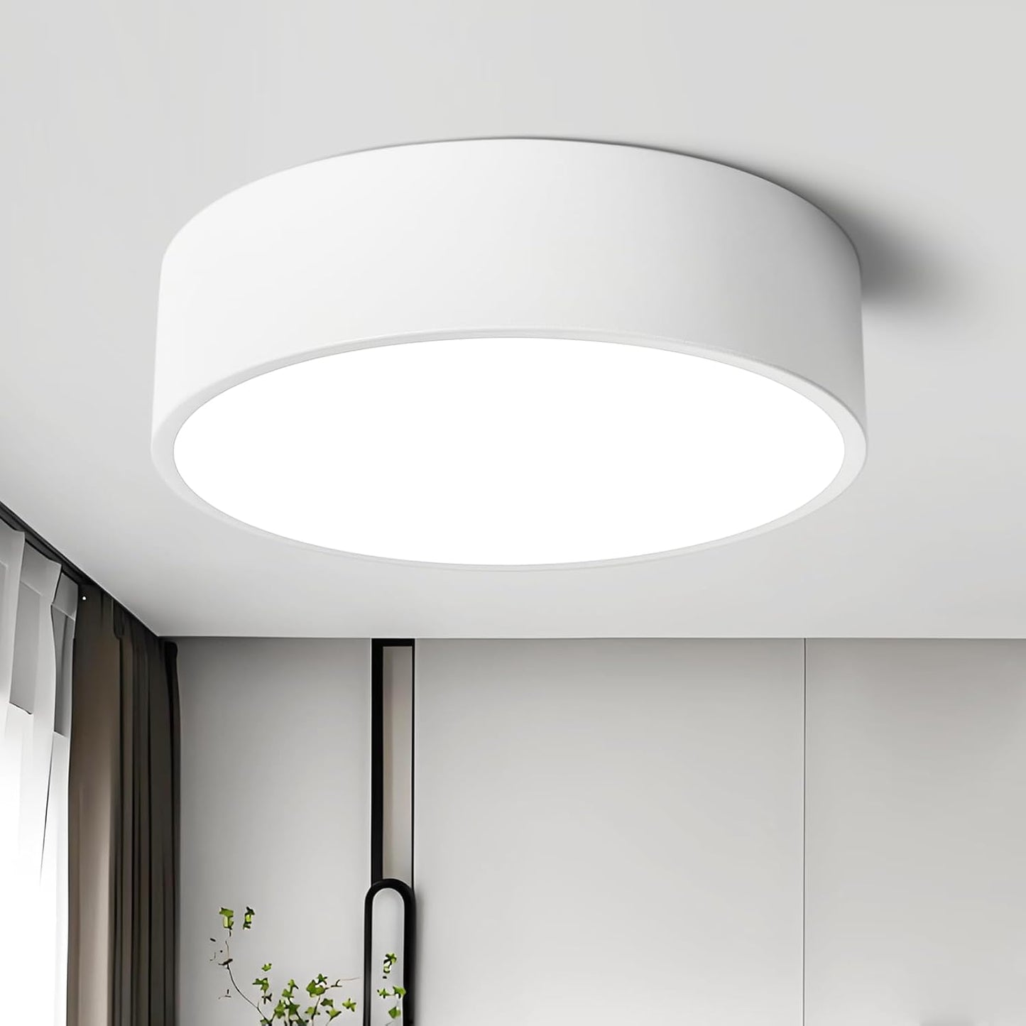 Dimmable LED White Flush Mount Ceiling Light Fixture for Home