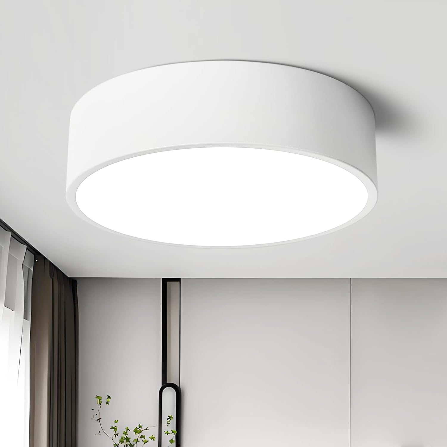 Dimmable LED White Flush Mount Ceiling Light Fixture for Home