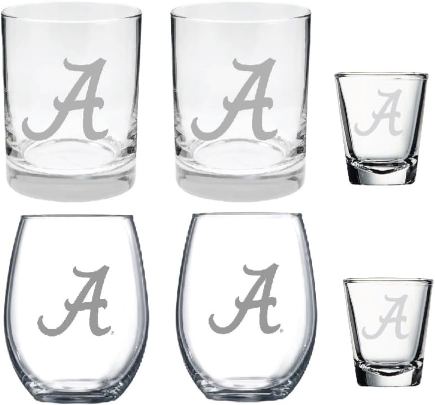 Alabama Crimson Tide Satin Etched Glass Combo Set for Fans