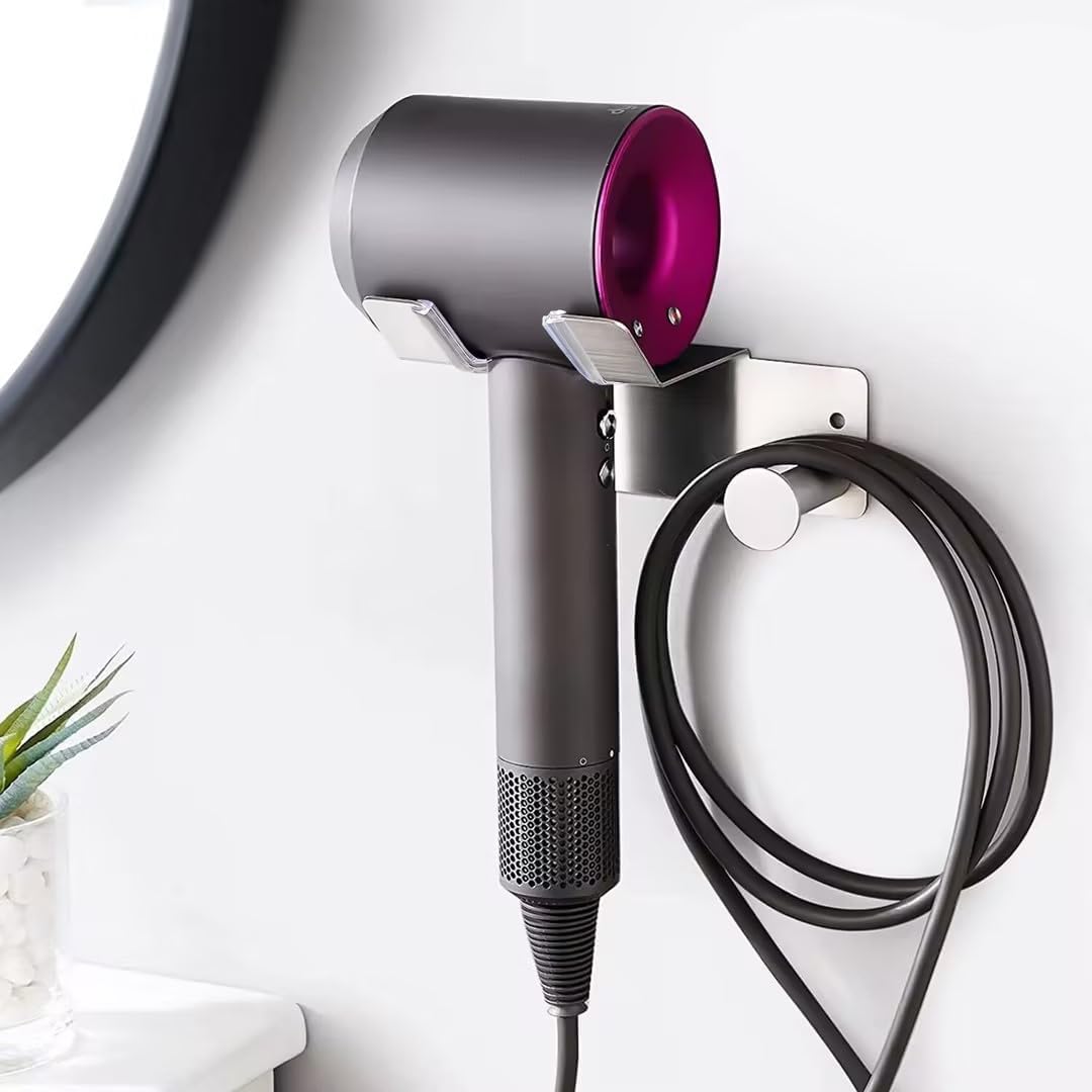SUS304 Wall Mounted Hair Dryer Holder - Hands-Free Blow Dryer Convenience